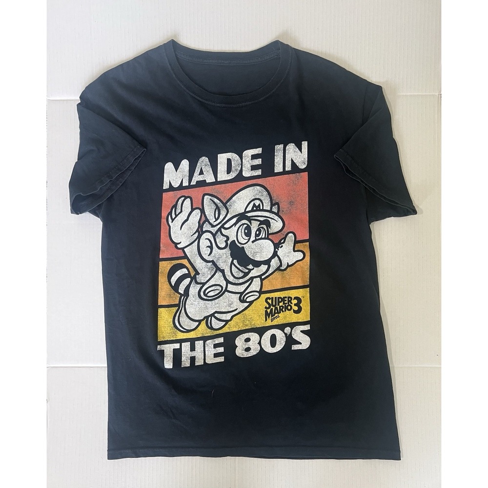 Men's Black Short Sleeve T-shirt Made In The 80's Super Mario Bros 3 Medium